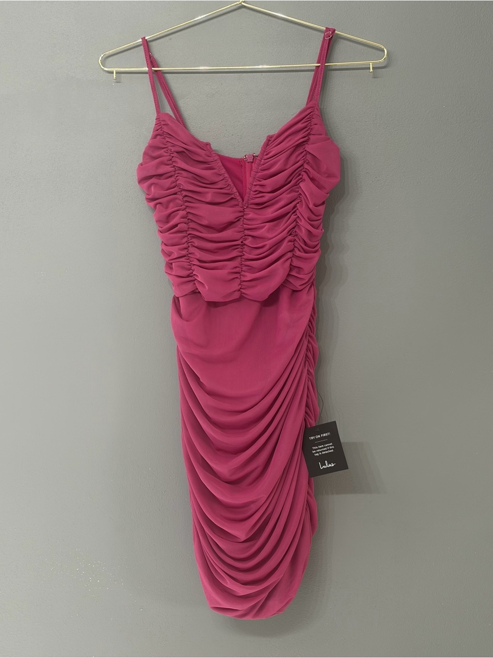 Lulu's Magenta Ruched Bodycon Mini Dress
